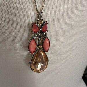 Peach and coral long Pendant Necklace